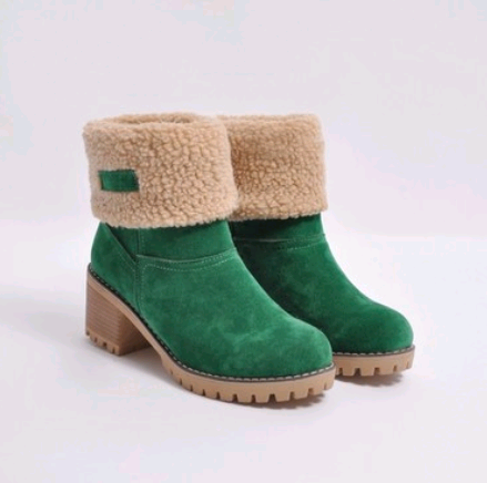 Mid-Tube Thick Heel Suede Snow Boots | Decor Gifts and More