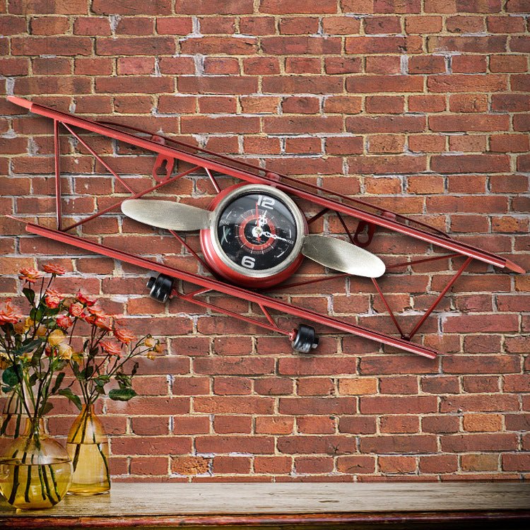 Retro airplane wall clock home wall wall decoration electronic clock | Decor Gifts and More