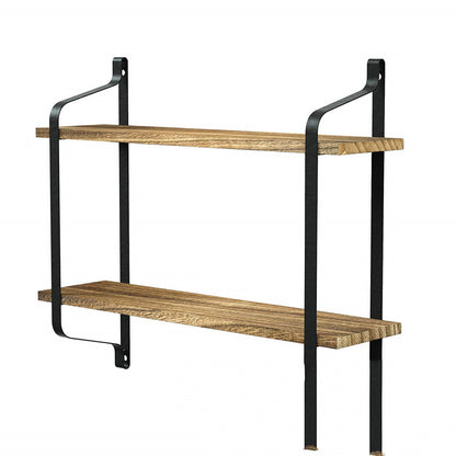 Shelves Kitchen Solid Wood Wall Shelf Wrought Iron Bracket