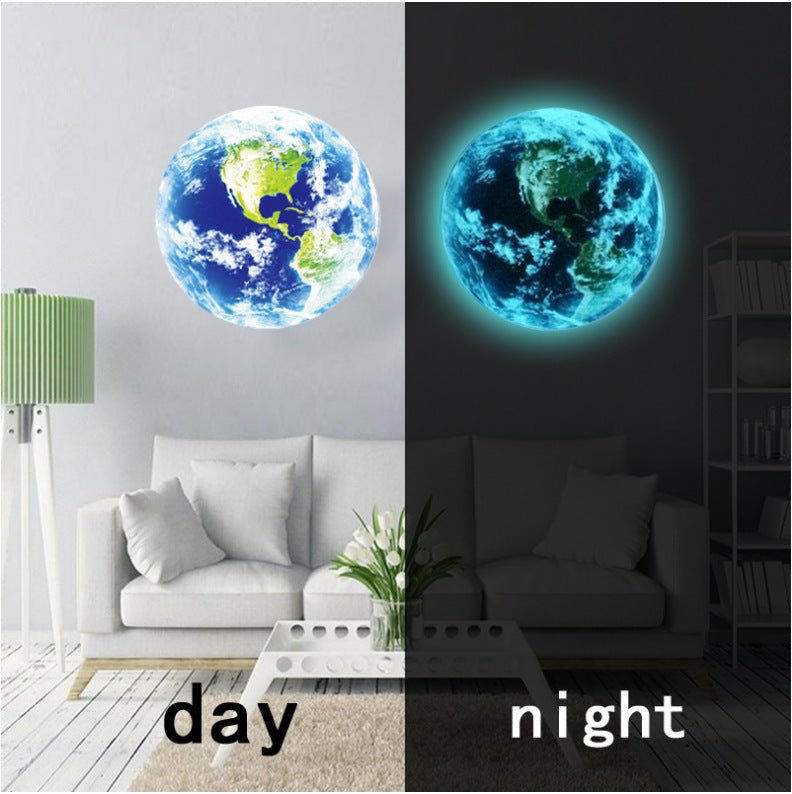 Luminous Wall Stickers 3d 3d Carved Moon Earth Glow Sticker Decorative Stickers