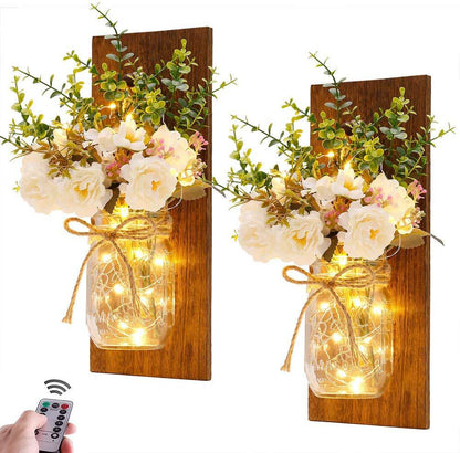 Immortal flower wood wall lamp | Decor Gifts and More