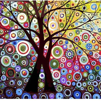 Colorful Tree - DIY Oil Painting on Canvas - Paint By Numbers | Decor Gifts and More