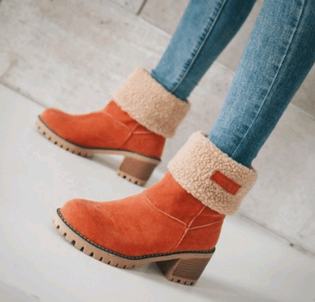 Mid-Tube Thick Heel Suede Snow Boots | Decor Gifts and More