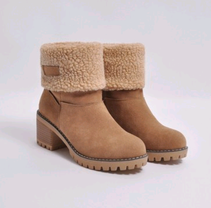 Mid-Tube Thick Heel Suede Snow Boots | Decor Gifts and More