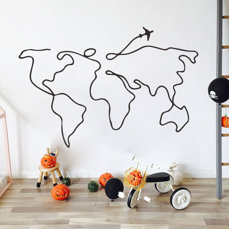 Inkjet Wall Stickers Simple Lines Travel World | Decor Gifts and More