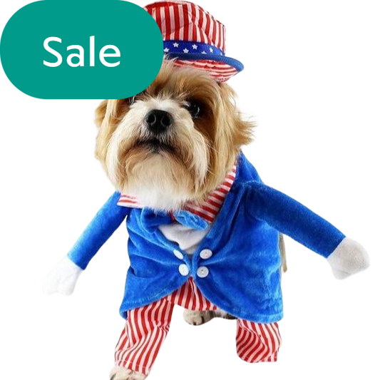 Uncle Sam with Hat Patriot Costume for Dogs - Home Decor Gifts and More