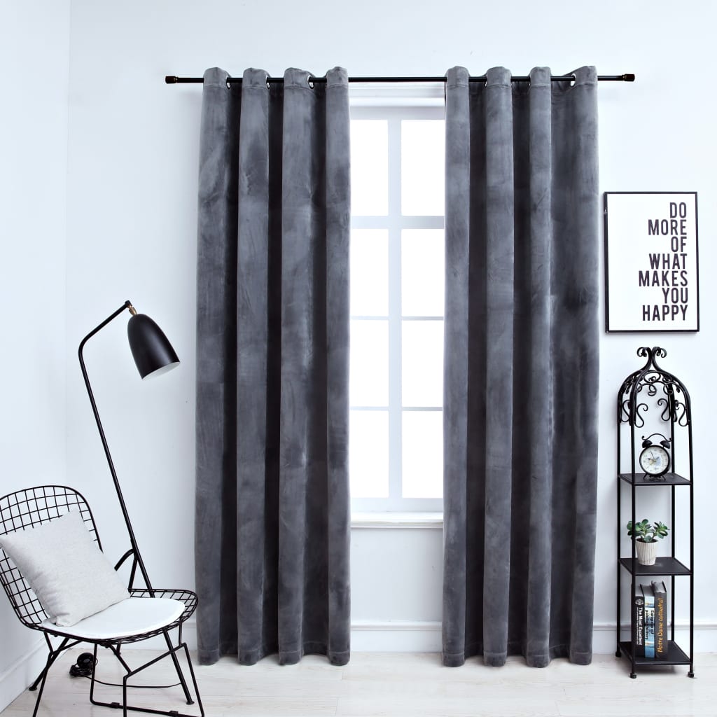 Blackout Curtains with Grommets 2 pcs Anthracite 54x63 Inches  Velvet | Decor Gifts and More