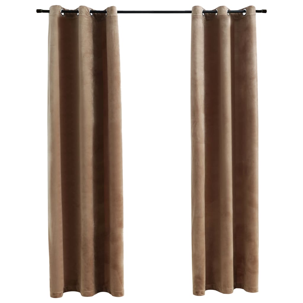 Blackout Curtains with Grommets 2 pcs Beige 37x84 Inches Velvet | Decor Gifts and More