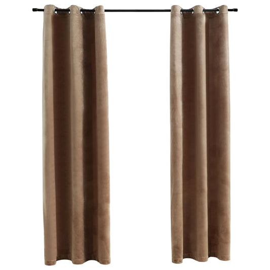 Blackout Curtains with Grommets 2 pcs Beige 37x95 Inches Velvet | Decor Gifts and More