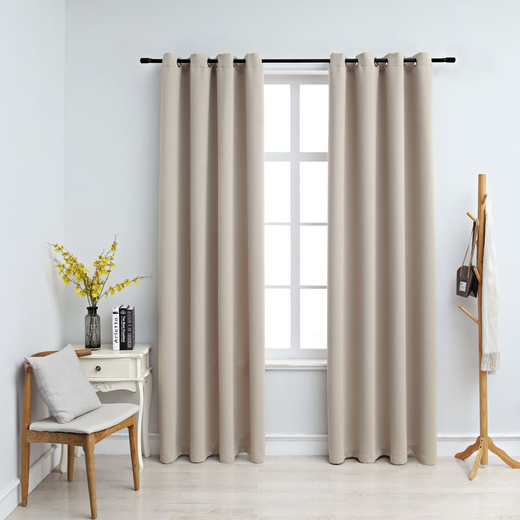 Blackout Curtains with Grommets 2 pcs Beige 54x63 Inches  Fabric | Decor Gifts and More