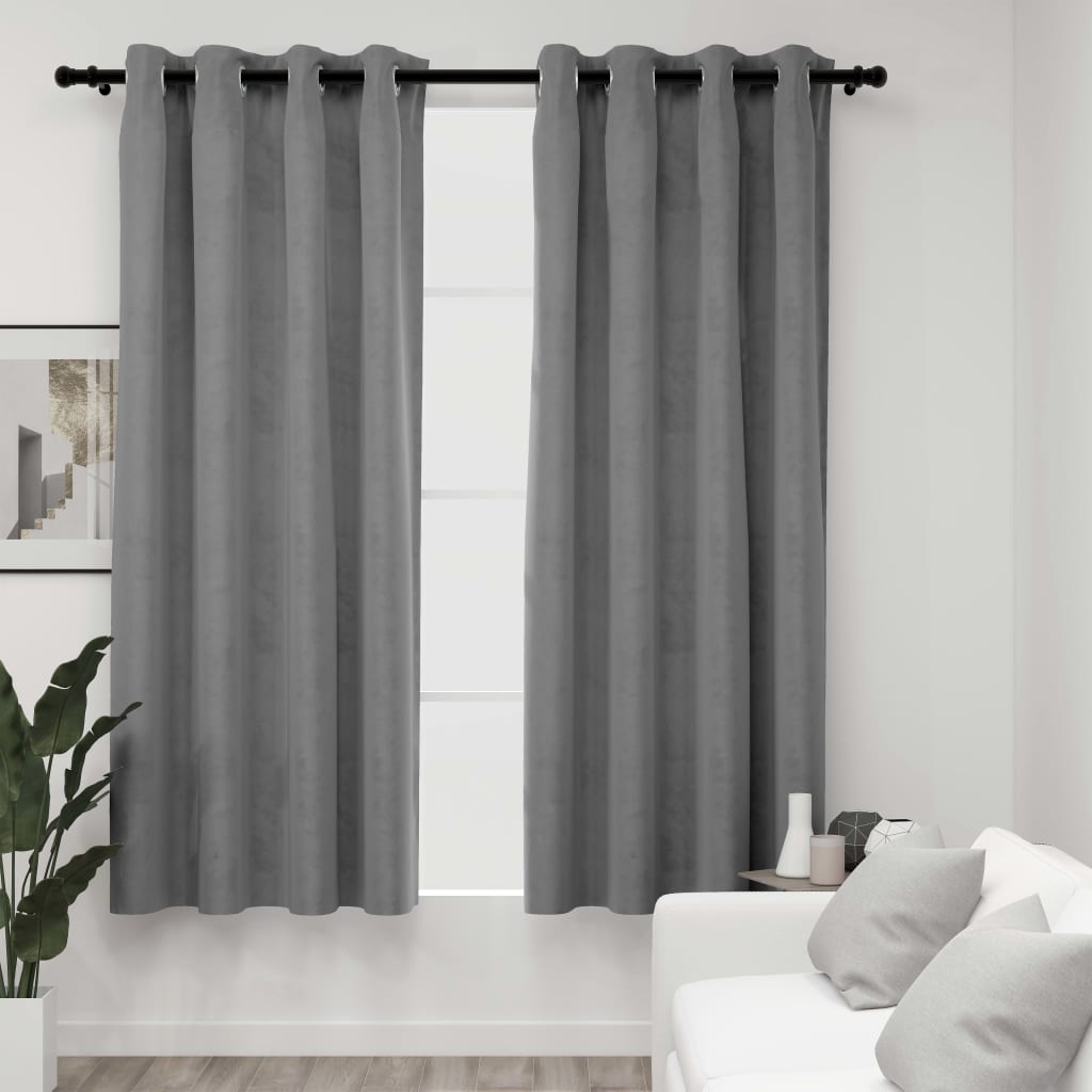 Blackout Curtains with Grommets 2 pcs Gray 54x63 Inches  Velvet | Decor Gifts and More