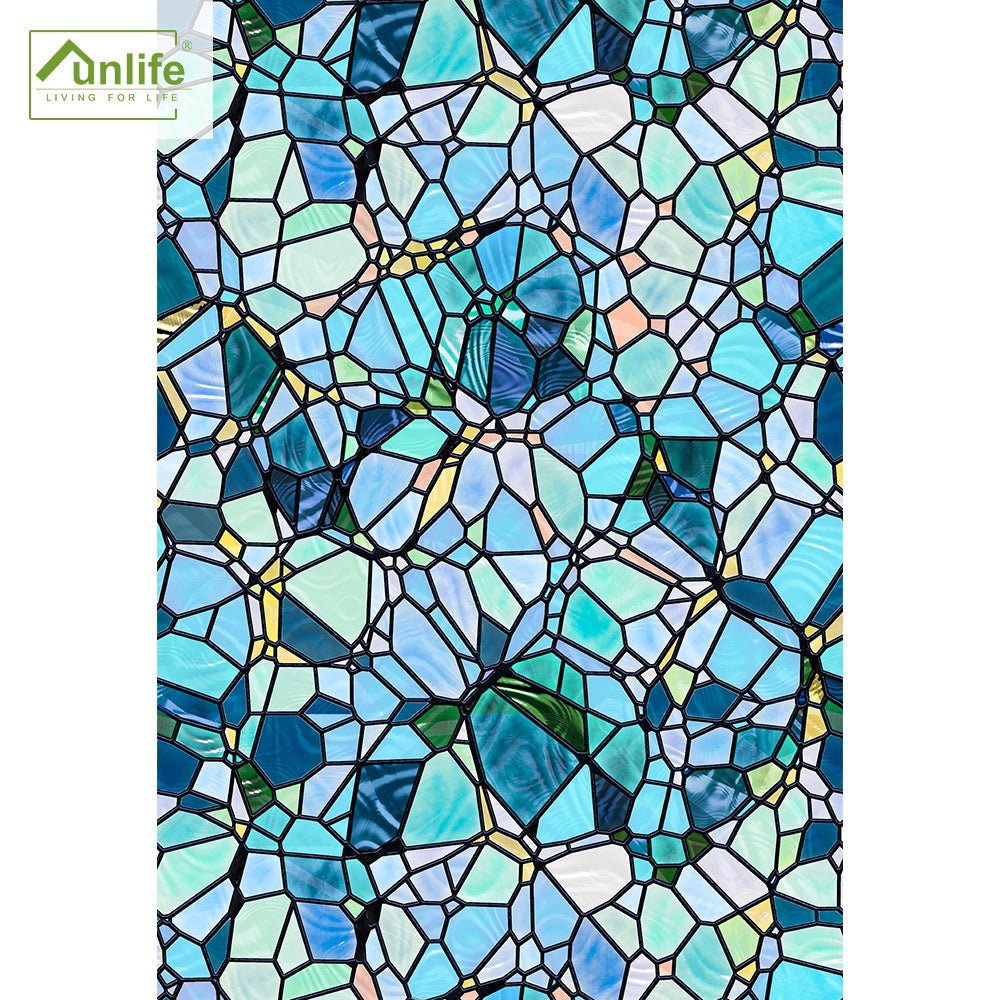 Funlife® Blue Cobblestones Glass Window Stickers Self-Adhesive UV Resistance Door Stickers  Waterproof Home Glass Membrane Film | Decor Gifts and More