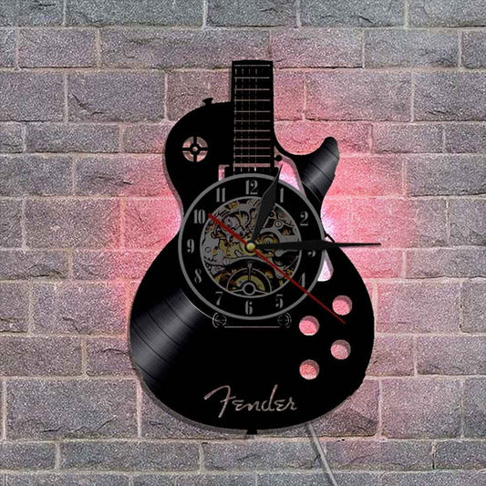 Living Room Study Retro Guitar Vinyl Record Wall Clock | Decor Gifts and More