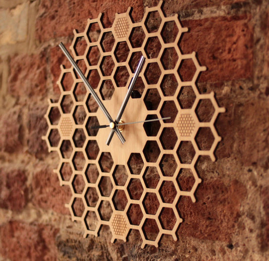 Hexagonal Log Honeycomb Wall Clock Pastoral Natural Bee Protection Association Wall Clock | Decor Gifts and More