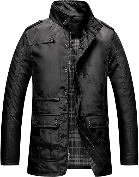 Men's Winter Warm Jacket Water Resistant Windbreak Thicken Cotton Work Coat Stand Collar Outerwear - Home Decor Gifts and More